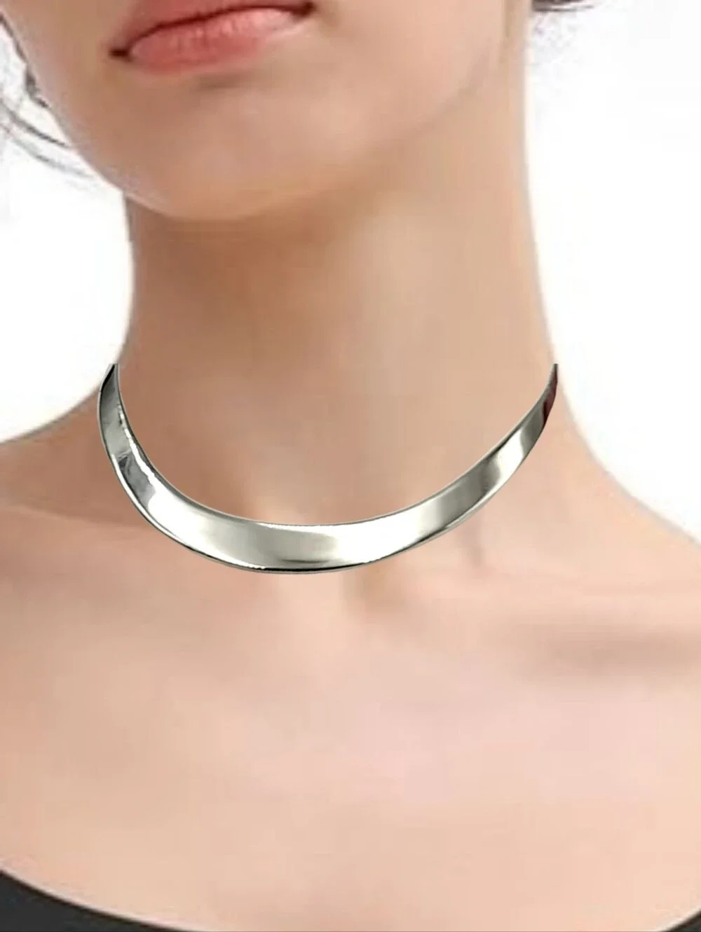 925 Sterling Silver Modernist Torque Collar Choker Necklace Mexico 29g NWOT